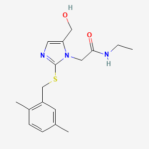molecular formula C17H23N3O2S B2950151 2-(2-((2,5-dimethylbenzyl)thio)-5-(hydroxymethyl)-1H-imidazol-1-yl)-N-ethylacetamide CAS No. 923675-07-4