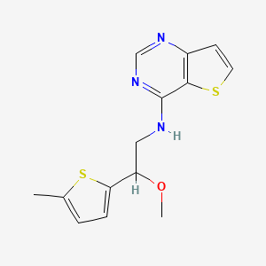 molecular formula C14H15N3OS2 B2950152 N-[2-Methoxy-2-(5-methylthiophen-2-yl)ethyl]thieno[3,2-d]pyrimidin-4-amine CAS No. 2380167-96-2