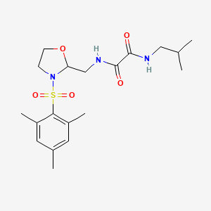molecular formula C19H29N3O5S B2950170 N1-isobutyl-N2-((3-(mesitylsulfonyl)oxazolidin-2-yl)methyl)oxalamide CAS No. 868982-97-2