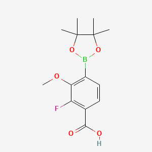 molecular formula C14H18BFO5 B2950181 2-Fluoro-3-methoxy-4-(tetramethyl-1,3,2-dioxaborolan-2-yl)benzoic acid CAS No. 2377608-63-2