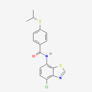molecular formula C17H15ClN2OS2 B2950183 N-(4-chloro-1,3-benzothiazol-7-yl)-4-(propan-2-ylsulfanyl)benzamide CAS No. 946209-72-9