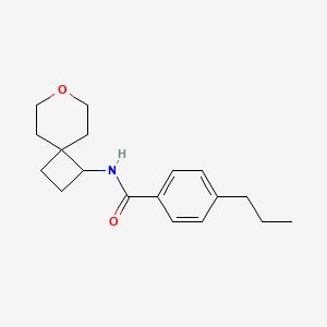 molecular formula C18H25NO2 B2950197 N-{7-oxaspiro[3.5]nonan-1-yl}-4-propylbenzamide CAS No. 2309728-91-2