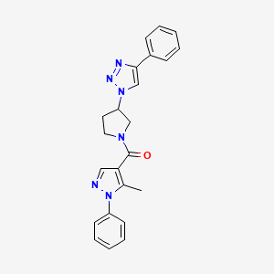molecular formula C23H22N6O B2950231 1-[1-(5-methyl-1-phenyl-1H-pyrazole-4-carbonyl)pyrrolidin-3-yl]-4-phenyl-1H-1,2,3-triazole CAS No. 2034488-84-9