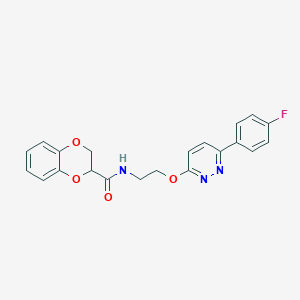 molecular formula C21H18FN3O4 B2950234 N-(2-((6-(4-fluorophenyl)pyridazin-3-yl)oxy)ethyl)-2,3-dihydrobenzo[b][1,4]dioxine-2-carboxamide CAS No. 1206989-75-4