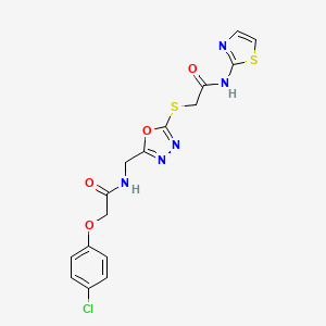 B2950250 2-(4-chlorophenoxy)-N-((5-((2-oxo-2-(thiazol-2-ylamino)ethyl)thio)-1,3,4-oxadiazol-2-yl)methyl)acetamide CAS No. 851785-55-2