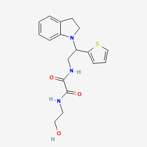 molecular formula C18H21N3O3S B2950258 N1-(2-hydroxyethyl)-N2-(2-(indolin-1-yl)-2-(thiophen-2-yl)ethyl)oxalamide CAS No. 898424-09-4