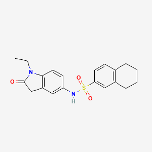 molecular formula C20H22N2O3S B2950308 N-(1-ethyl-2-oxo-2,3-dihydro-1H-indol-5-yl)-5,6,7,8-tetrahydronaphthalene-2-sulfonamide CAS No. 921861-45-2