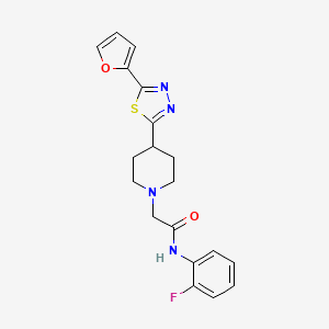 molecular formula C19H19FN4O2S B2950311 N-(2-fluorophenyl)-2-(4-(5-(furan-2-yl)-1,3,4-thiadiazol-2-yl)piperidin-1-yl)acetamide CAS No. 1226456-53-6
