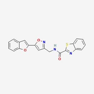 molecular formula C20H13N3O3S B2950328 N-((5-(benzofuran-2-yl)isoxazol-3-yl)methyl)benzo[d]thiazole-2-carboxamide CAS No. 1208662-96-7