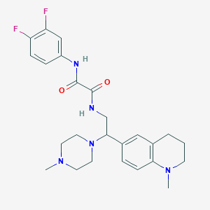molecular formula C25H31F2N5O2 B2950331 N'-(3,4-difluorophenyl)-N-[2-(1-methyl-1,2,3,4-tetrahydroquinolin-6-yl)-2-(4-methylpiperazin-1-yl)ethyl]ethanediamide CAS No. 922039-11-0