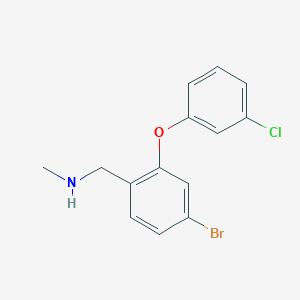 molecular formula C14H13BrClNO B2950333 {[4-Bromo-2-(3-chlorophenoxy)phenyl]methyl}(methyl)amine CAS No. 1095192-34-9