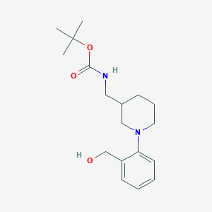 molecular formula C18H28N2O3 B2950337 Tert-butyl N-[[1-[2-(hydroxymethyl)phenyl]piperidin-3-yl]methyl]carbamate CAS No. 1260817-85-3