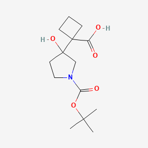 1-{1-[(Tert-butoxy)carbonyl]-3-hydroxypyrrolidin-3-yl}cyclobutane-1-carboxylic acid