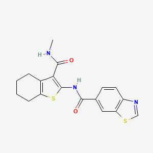 molecular formula C18H17N3O2S2 B2950387 N-[3-(methylcarbamoyl)-4,5,6,7-tetrahydro-1-benzothiophen-2-yl]-1,3-benzothiazole-6-carboxamide CAS No. 868965-44-0
