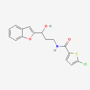 molecular formula C16H14ClNO3S B2950394 N-[3-(1-BENZOFURAN-2-YL)-3-HYDROXYPROPYL]-5-CHLOROTHIOPHENE-2-CARBOXAMIDE CAS No. 1448053-62-0
