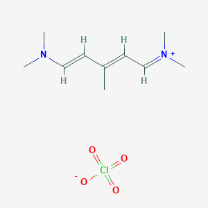 molecular formula C10H19ClN2O4 B2950399 [(2E,4E)-5-(dimethylamino)-3-methylpenta-2,4-dien-1-ylidene]dimethylazanium perchlorate CAS No. 7163-49-7
