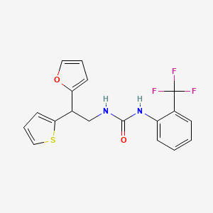 molecular formula C18H15F3N2O2S B2950402 3-[2-(Furan-2-yl)-2-(thiophen-2-yl)ethyl]-1-[2-(trifluoromethyl)phenyl]urea CAS No. 2097935-69-6