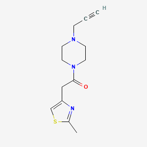 molecular formula C13H17N3OS B2950409 2-(2-Methyl-1,3-thiazol-4-yl)-1-(4-prop-2-ynylpiperazin-1-yl)ethanone CAS No. 1444306-68-6