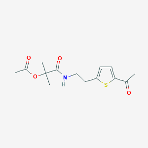 molecular formula C14H19NO4S B2950427 1-((2-(5-Acetylthiophen-2-yl)ethyl)amino)-2-methyl-1-oxopropan-2-yl acetate CAS No. 2034493-32-6