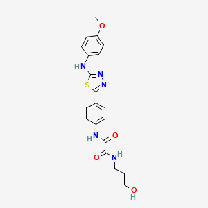 molecular formula C20H21N5O4S B2950443 N-(3-hydroxypropyl)-N'-(4-{5-[(4-methoxyphenyl)amino]-1,3,4-thiadiazol-2-yl}phenyl)ethanediamide CAS No. 1021059-81-3