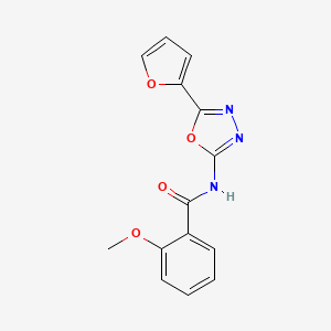 molecular formula C14H11N3O4 B2950481 N-[5-(furan-2-yl)-1,3,4-oxadiazol-2-yl]-2-methoxybenzamide CAS No. 851095-44-8