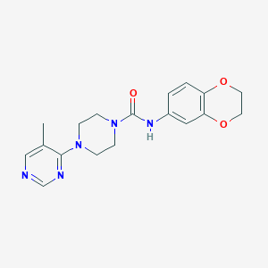 molecular formula C18H21N5O3 B2950488 N-(2,3-DIHYDRO-1,4-BENZODIOXIN-6-YL)-4-(5-METHYLPYRIMIDIN-4-YL)PIPERAZINE-1-CARBOXAMIDE CAS No. 1428351-40-9