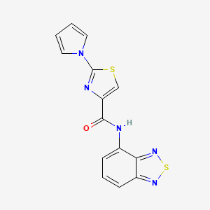 molecular formula C14H9N5OS2 B2950507 N-(benzo[c][1,2,5]thiadiazol-4-yl)-2-(1H-pyrrol-1-yl)thiazole-4-carboxamide CAS No. 1207000-01-8