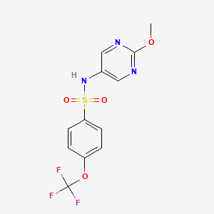 molecular formula C12H10F3N3O4S B2950509 N-(2-methoxypyrimidin-5-yl)-4-(trifluoromethoxy)benzene-1-sulfonamide CAS No. 1421481-24-4