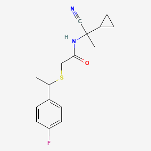 molecular formula C16H19FN2OS B2950576 N-(1-cyano-1-cyclopropylethyl)-2-{[1-(4-fluorophenyl)ethyl]sulfanyl}acetamide CAS No. 1252527-59-5
