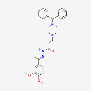 B2950621 (E)-3-(4-benzhydrylpiperazin-1-yl)-N'-(1-(3,4-dimethoxyphenyl)ethylidene)propanehydrazide CAS No. 398998-09-9