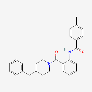 molecular formula C27H28N2O2 B2950671 N-(2-(4-benzylpiperidine-1-carbonyl)phenyl)-4-methylbenzamide CAS No. 352646-60-7