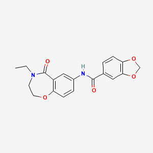 molecular formula C19H18N2O5 B2950679 N-(4-ethyl-5-oxo-2,3,4,5-tetrahydro-1,4-benzoxazepin-7-yl)-2H-1,3-benzodioxole-5-carboxamide CAS No. 922055-19-4