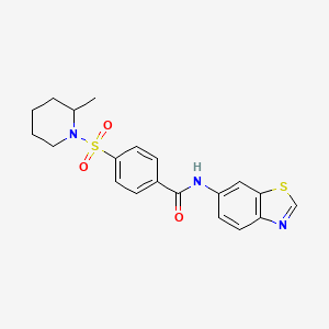 molecular formula C20H21N3O3S2 B2950700 N-(benzo[d]thiazol-6-yl)-4-((2-methylpiperidin-1-yl)sulfonyl)benzamide CAS No. 942002-48-4
