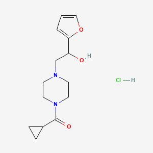 molecular formula C14H21ClN2O3 B2950701 2-(4-cyclopropanecarbonylpiperazin-1-yl)-1-(furan-2-yl)ethan-1-ol hydrochloride CAS No. 1421529-26-1