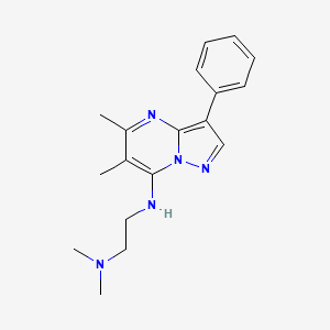 molecular formula C18H23N5 B2950729 N-[2-(dimethylamino)ethyl]-5,6-dimethyl-3-phenylpyrazolo[1,5-a]pyrimidin-7-amine CAS No. 900885-36-1