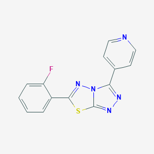 molecular formula C14H8FN5S B295074 4-[6-(2-FLUOROPHENYL)-[1,2,4]TRIAZOLO[3,4-B][1,3,4]THIADIAZOL-3-YL]PYRIDINE 
