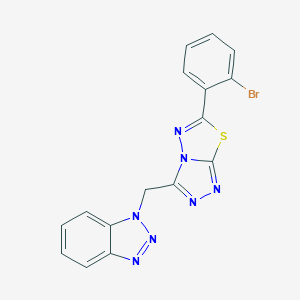molecular formula C16H10BrN7S B295076 1-{[6-(2-BROMOPHENYL)-[1,2,4]TRIAZOLO[3,4-B][1,3,4]THIADIAZOL-3-YL]METHYL}-1H-1,2,3-BENZOTRIAZOLE 