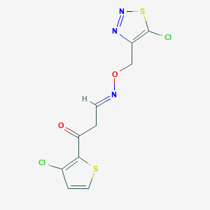 molecular formula C10H7Cl2N3O2S2 B2950836 (3E)-3-{[(5-chloro-1,2,3-thiadiazol-4-yl)methoxy]imino}-1-(3-chlorothiophen-2-yl)propan-1-one CAS No. 339012-81-6