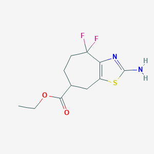 molecular formula C11H14F2N2O2S B2950893 ethyl 2-amino-4,4-difluoro-4H,5H,6H,7H,8H-cyclohepta[d][1,3]thiazole-7-carboxylate CAS No. 2230799-14-9