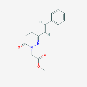 molecular formula C16H18N2O3 B2950978 ethyl 2-[6-oxo-3-styryl-5,6-dihydro-1(4H)-pyridazinyl]acetate CAS No. 337922-14-2
