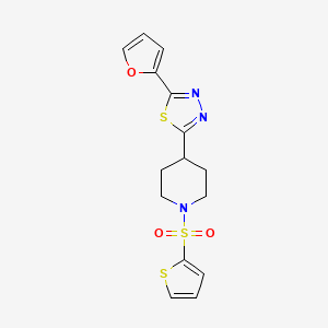 2-(Furan-2-yl)-5-(1-(thiophen-2-ylsulfonyl)piperidin-4-yl)-1,3,4-thiadiazole