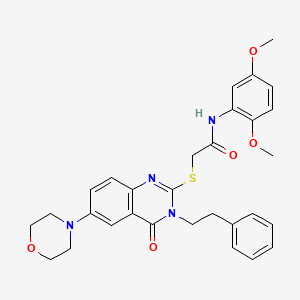 molecular formula C30H32N4O5S B2951030 N-(2,5-dimethoxyphenyl)-2-{[6-(morpholin-4-yl)-4-oxo-3-(2-phenylethyl)-3,4-dihydroquinazolin-2-yl]sulfanyl}acetamide CAS No. 689758-99-4