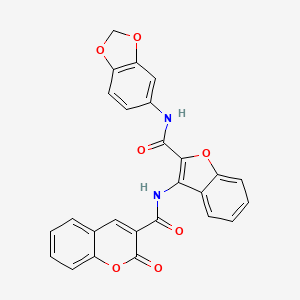 molecular formula C26H16N2O7 B2951033 N-(2-(benzo[d][1,3]dioxol-5-ylcarbamoyl)benzofuran-3-yl)-2-oxo-2H-chromene-3-carboxamide CAS No. 888464-92-4