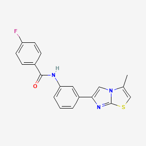 molecular formula C19H14FN3OS B2951036 4-fluoro-N-(3-(3-methylimidazo[2,1-b]thiazol-6-yl)phenyl)benzamide CAS No. 893980-84-2
