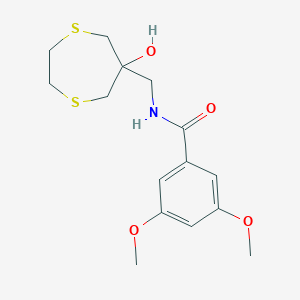 molecular formula C15H21NO4S2 B2951040 N-[(6-hydroxy-1,4-dithiepan-6-yl)methyl]-3,5-dimethoxybenzamide CAS No. 2415526-34-8