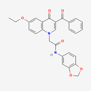 molecular formula C27H22N2O6 B2951047 N-(benzo[d][1,3]dioxol-5-yl)-2-(3-benzoyl-6-ethoxy-4-oxoquinolin-1(4H)-yl)acetamide CAS No. 895653-37-9