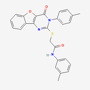molecular formula C26H21N3O3S B2951056 N-(3-methylphenyl)-2-{[5-(4-methylphenyl)-6-oxo-8-oxa-3,5-diazatricyclo[7.4.0.0^{2,7}]trideca-1(9),2(7),3,10,12-pentaen-4-yl]sulfanyl}acetamide CAS No. 872208-06-5