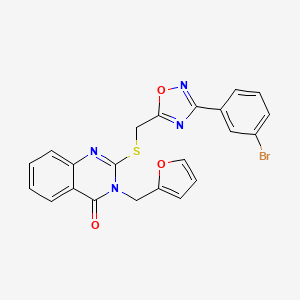 molecular formula C22H15BrN4O3S B2951060 2-(((3-(3-bromophenyl)-1,2,4-oxadiazol-5-yl)methyl)thio)-3-(furan-2-ylmethyl)quinazolin-4(3H)-one CAS No. 946352-58-5