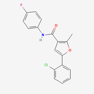 molecular formula C18H13ClFNO2 B2951063 5-(2-chlorophenyl)-N-(4-fluorophenyl)-2-methylfuran-3-carboxamide CAS No. 876876-49-2