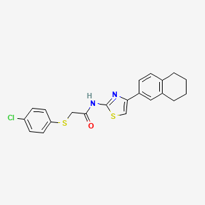 molecular formula C21H19ClN2OS2 B2951069 2-((4-chlorophenyl)thio)-N-(4-(5,6,7,8-tetrahydronaphthalen-2-yl)thiazol-2-yl)acetamide CAS No. 922631-23-0